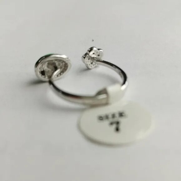 Sterling silver cz enamel ladybug flower ring size 7 NEW - Picture 6 of 6